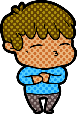 Bir insan tarafından çizilmiş meraklı bir çocuk.