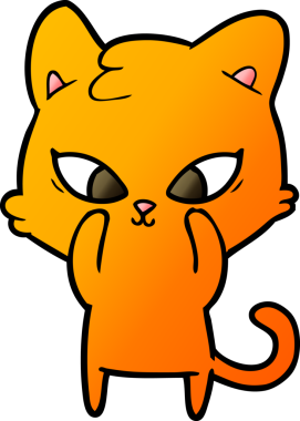 Bir insan tarafından çizilmiş sevimli çizgi film kedisi.