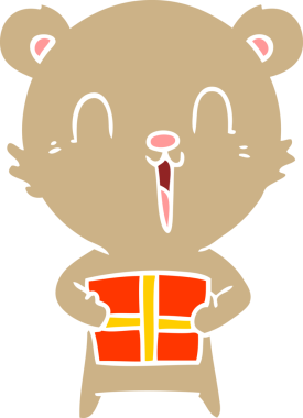 Bir insan tarafından çizilmiş mutlu düz renkli çizgi film ayısı.