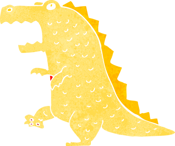 Bir insan tarafından çizilmiş karikatür dinozor.