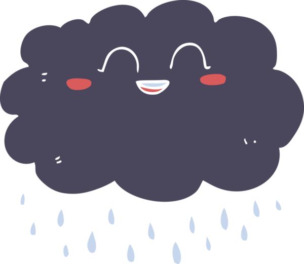 Bir insan tarafından çizilen düz renkli yağmur bulutu çizimi