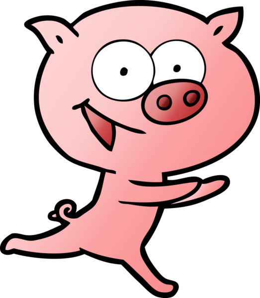 Bir insan tarafından çizilmiş neşeli domuz çizgi filmi.