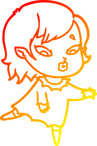 Bir insan tarafından çizilmiş sevimli bir vampir kız çizgi çizimi.