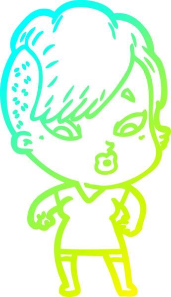 Bir karikatür çizimi, bir insan tarafından çizilmiş bir kızı şaşırttı.