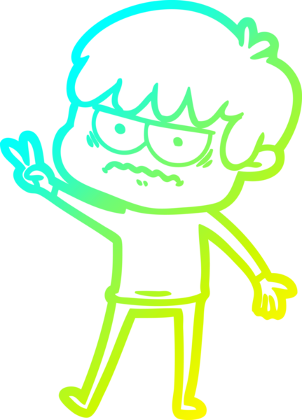 Bir insan tarafından çizilmiş soğuk gradyan çizgi film karakteri.