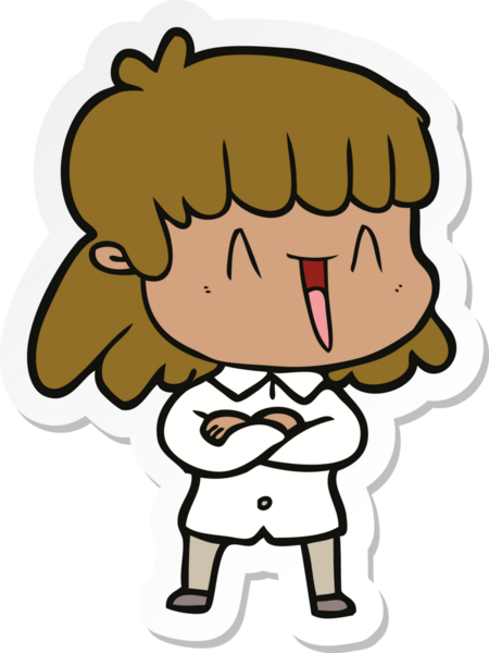 Bir insan tarafından çizilmiş bir karikatür kadının çıkartması.