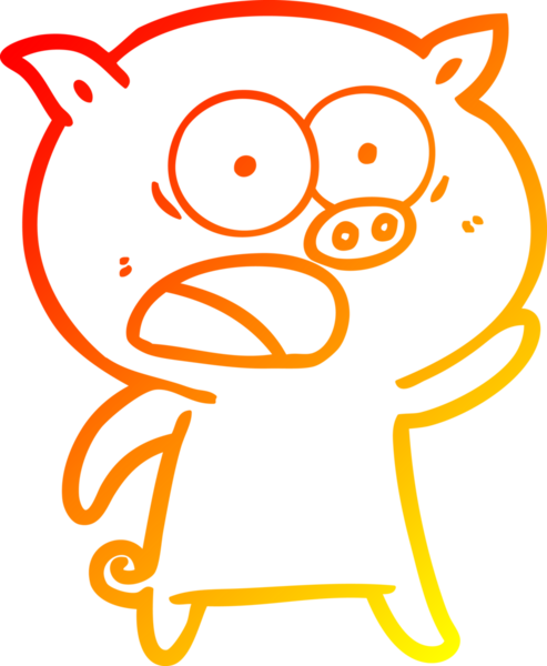 Bir insan tarafından çizilmiş bağıran çizgi film domuzu çizimi.