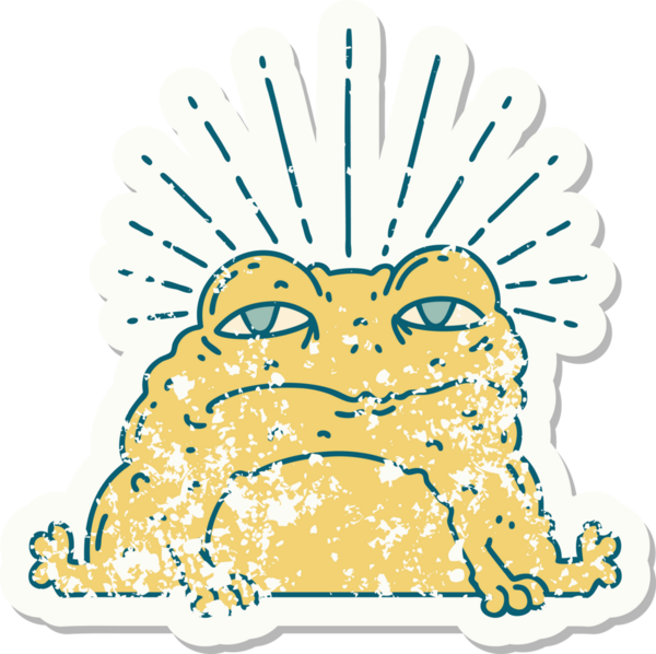 Bir insan tarafından çizilmiş eski bir dövme stili karakteri çıkartması.