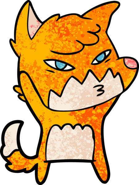 Bir insan tarafından çizilmiş akıllı çizgi film tilkisi.