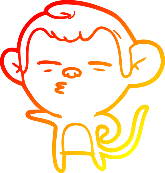 Bir insan tarafından çizilmiş şüpheli bir maymunun sıcak çizgi çizimi