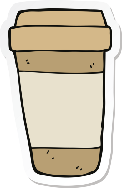 Bir insan tarafından çizilmiş bir kahve fincanının çıkartması.