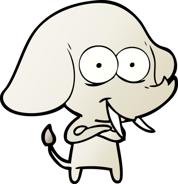 Bir insan tarafından çizilmiş mutlu bir fil.