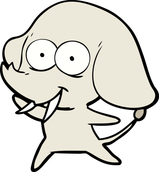 Bir insan tarafından çizilmiş mutlu bir fil.