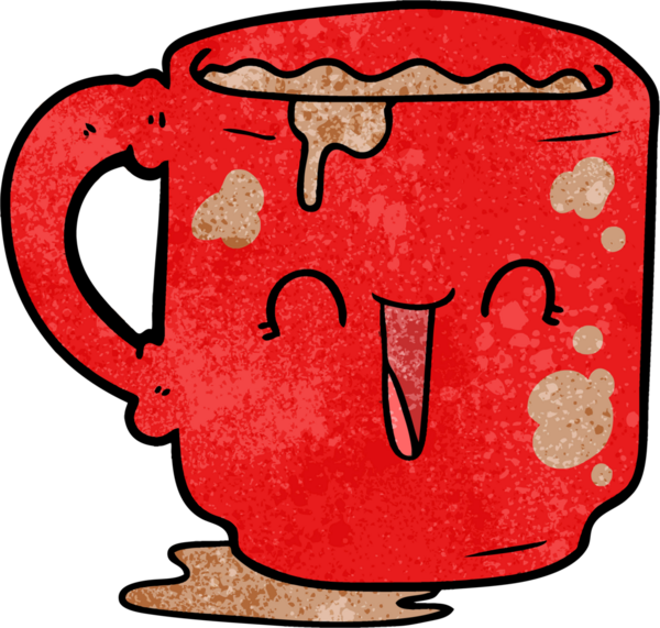 Bir insan tarafından çizilmiş kirli ofis kupası.