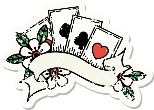 Geleneksel kart stili ve bir insanın çizdiği pankart dövmesi