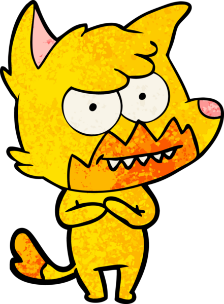 Bir insan tarafından çizilmiş tilki çizgi film karakteri