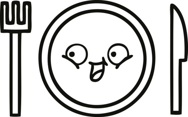 Bir insan tarafından çizilmiş bir yemek tabağının karikatürü.