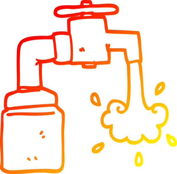 Bir insan tarafından çizilen çizgi film musluğunun sıcak gradyan çizimi