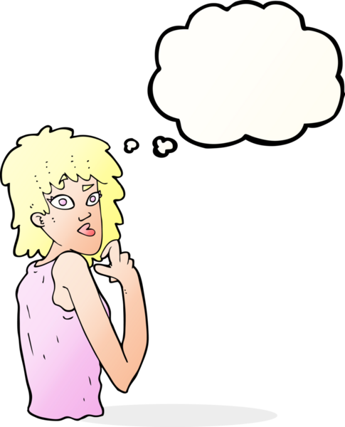 Bir insan tarafından çizilmiş düşünce balonlu bir karikatür.