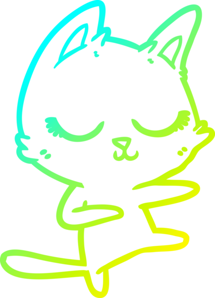 Bir insan tarafından çizilmiş sakin bir çizgi film kedisinin soğuk eğim çizgisi.