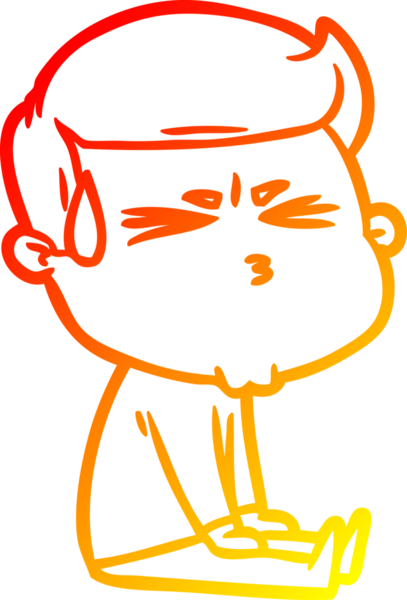 Bir insan tarafından çizilmiş terleyen bir çizgi film karakterinin sıcak çizgi çizimi.