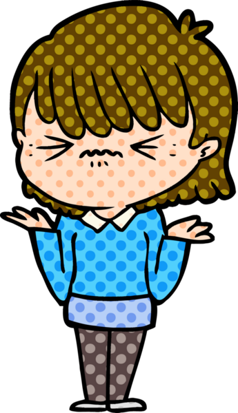 Bir insan tarafından çizilmiş kızgın çizgi film kızı.