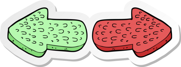 Bir insan tarafından çizilmiş karikatür yön oklarının etiketi