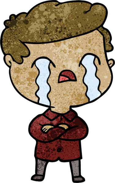 Bir insan tarafından çizilmiş ağlayan çizgi film adamı.