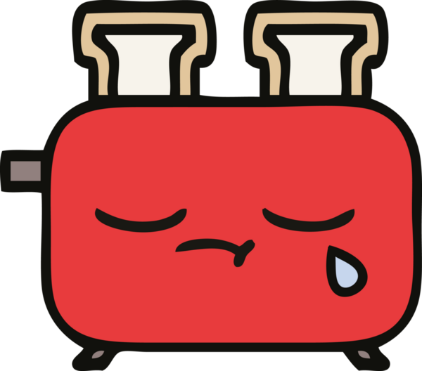 Bir insan tarafından çizilmiş bir tost makinesi karikatürü.