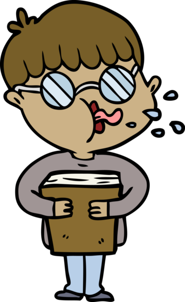 Bir insan tarafından çizilmiş gözlük takan çizgi film çocuğu.