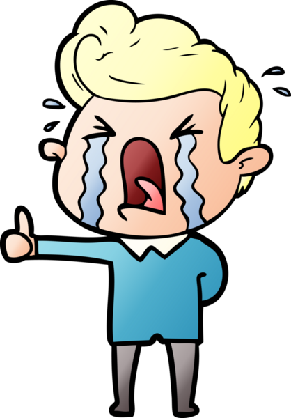 Bir insan tarafından çizilmiş ağlayan bir karikatür.