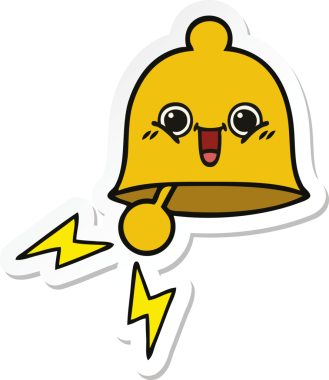 Bir insan tarafından çizilmiş sevimli bir karikatür zili çıkartması.