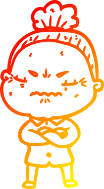 Bir insan tarafından çizilmiş, karikatür çizen yaşlı bir kadın.