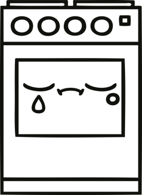 Bir insan tarafından çizilmiş bir mutfak fırınının çizgi çizimi