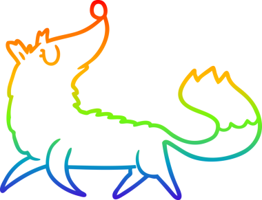 gökkuşağı gradyanı çizimi bir insan tarafından çizilmiş tilki çizgi filmi