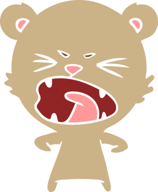 kızgın düz renkli çizgi film ayısı bir insan tarafından çizilmiş.