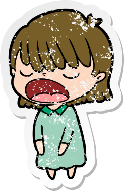 Bir insan tarafından yüksek sesle çizilmiş karikatür kadının sıkıntılı çıkartması.