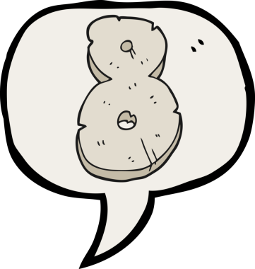 Bir insan tarafından çizilmiş sekiz numaralı serbest konuşma balonu karikatürü.