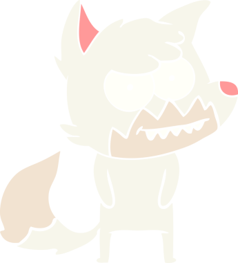 Bir insan tarafından çizilmiş düz renk çizgi film çizimi sırıtan tilki