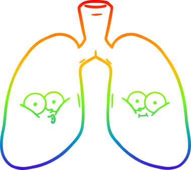 gökkuşağı gradyanı çizimi bir insan tarafından çizilmiş karikatür akciğerleri