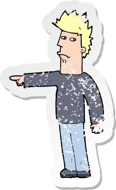 Bir insan tarafından çizilmiş karikatür adamın gerilmiş çıkartması.