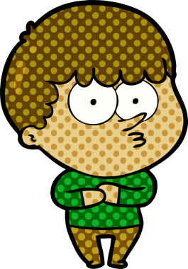 Bir insan tarafından çizilmiş meraklı bir çocuk.