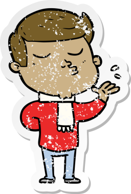 Bir insan tarafından çizilmiş karikatür mankeni adamın sıkıntılı çıkartması.