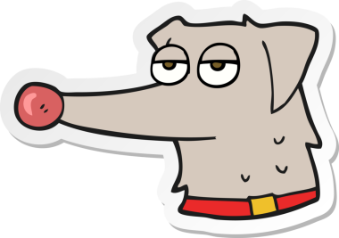 Bir insan tarafından çizilmiş tasmalı bir köpeğin çıkartması.