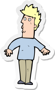 Bir insan tarafından çizilmiş bir karikatür çıkartması.