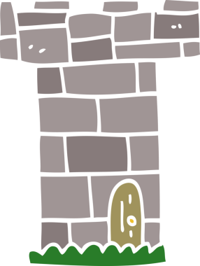 Bir insan tarafından çizilmiş karikatür kale kulesi.