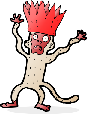 Bir insan tarafından çizilmiş korkmuş maymun çizgi filmi.