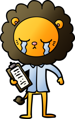 Bir insan tarafından çizilmiş ağlayan çizgi film aslanı.