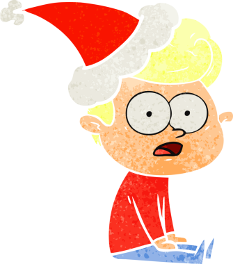 Bir insan tarafından çizilmiş Noel Baba şapkası takan bir adamın eski bir çizgi filmi.