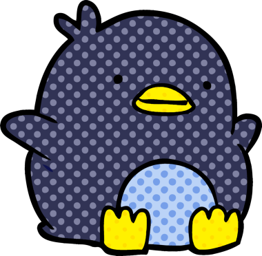 Bir insan tarafından çizilmiş sevimli penguen çizgi filmi.